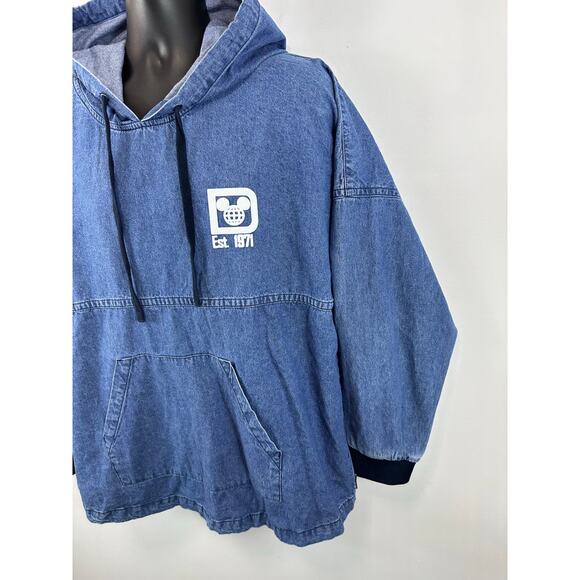 Disney World Spirit Jersey Hooded Denim Pullover Size Large Unisex - Picture 8 of 10